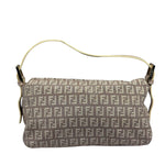 Fendi Rose Beige  Leather Trim Zucca Baguette