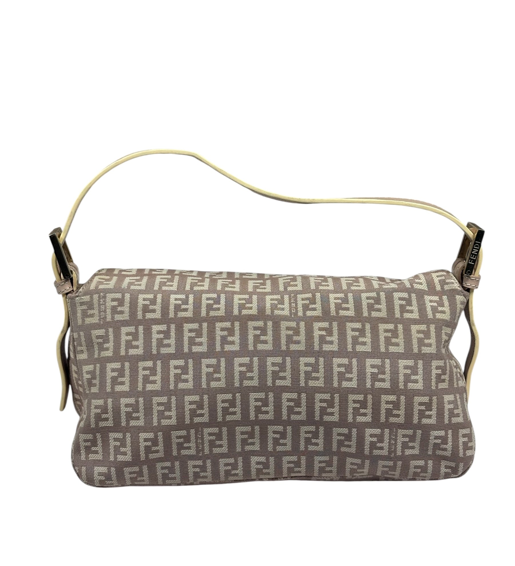 Fendi Rose Beige  Leather Trim Zucca Baguette