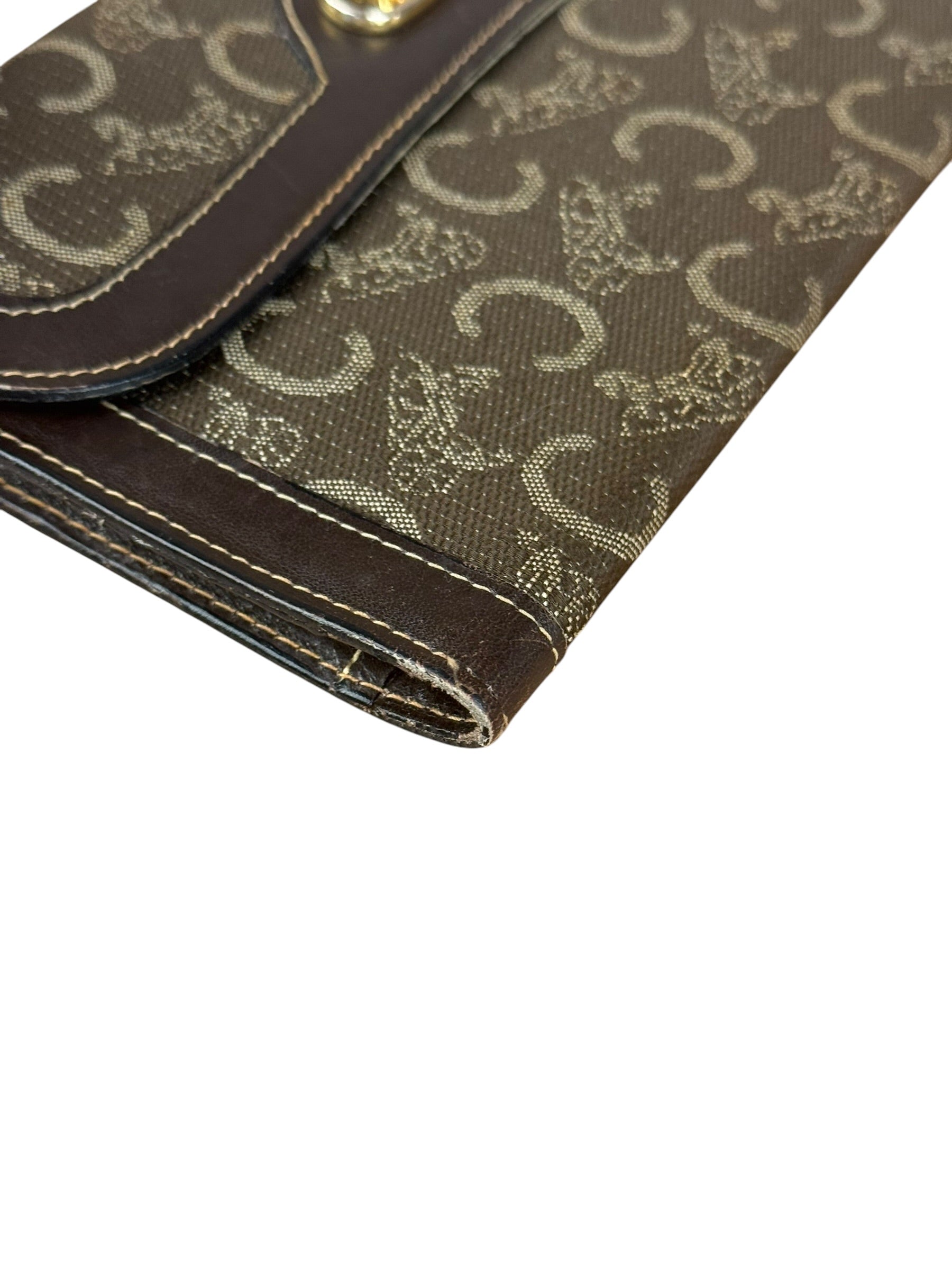 Celine Vintage Canvas Snap Trifold Wallet
