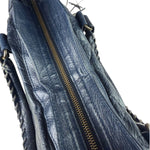 Balenciaga Navy Lambskin Moto Work Two-Way Bag