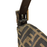 Fendi Brown Leather Trim Baguette