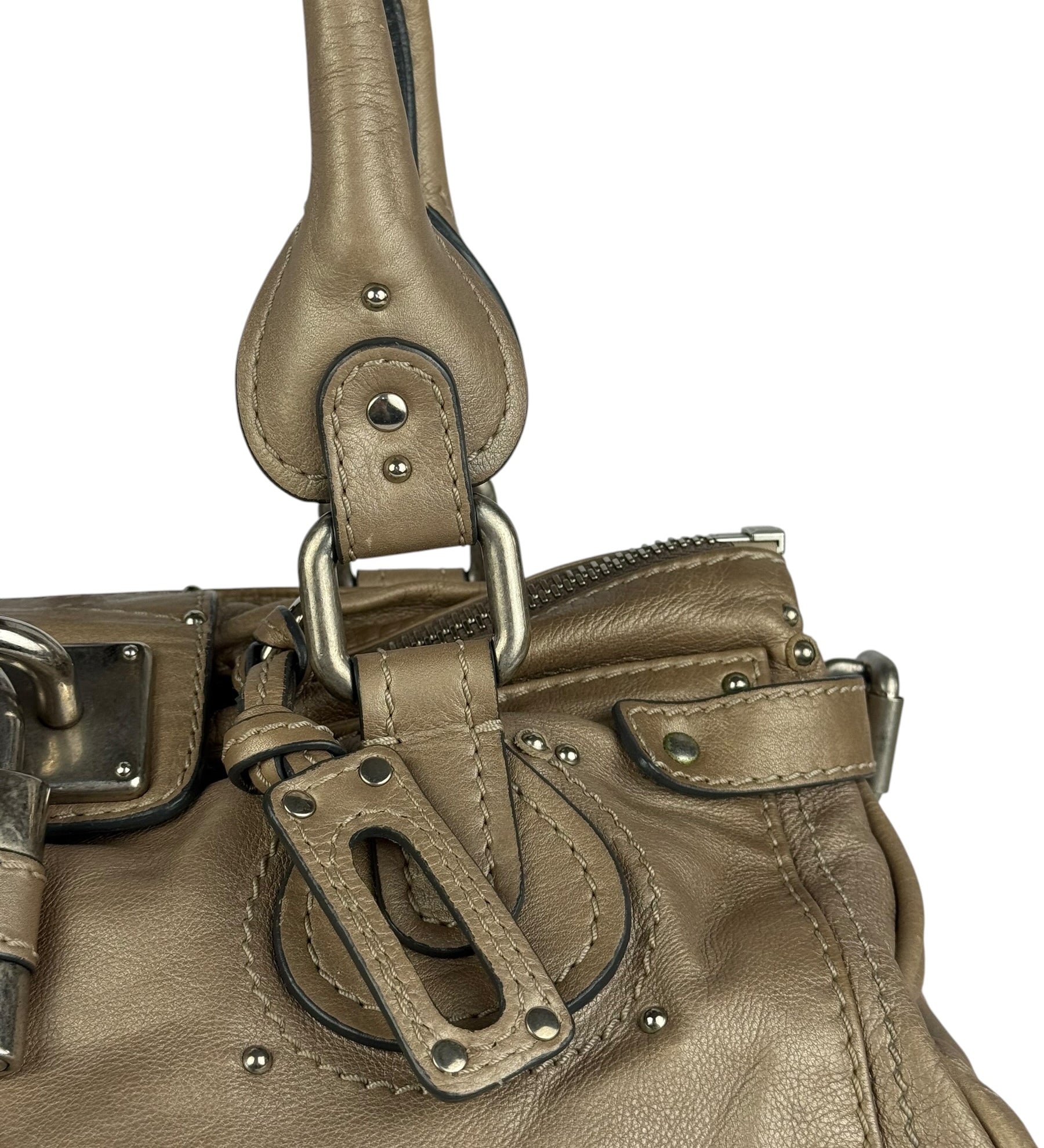 Chloé Light Brown Metallic Leather Paddington Handbag