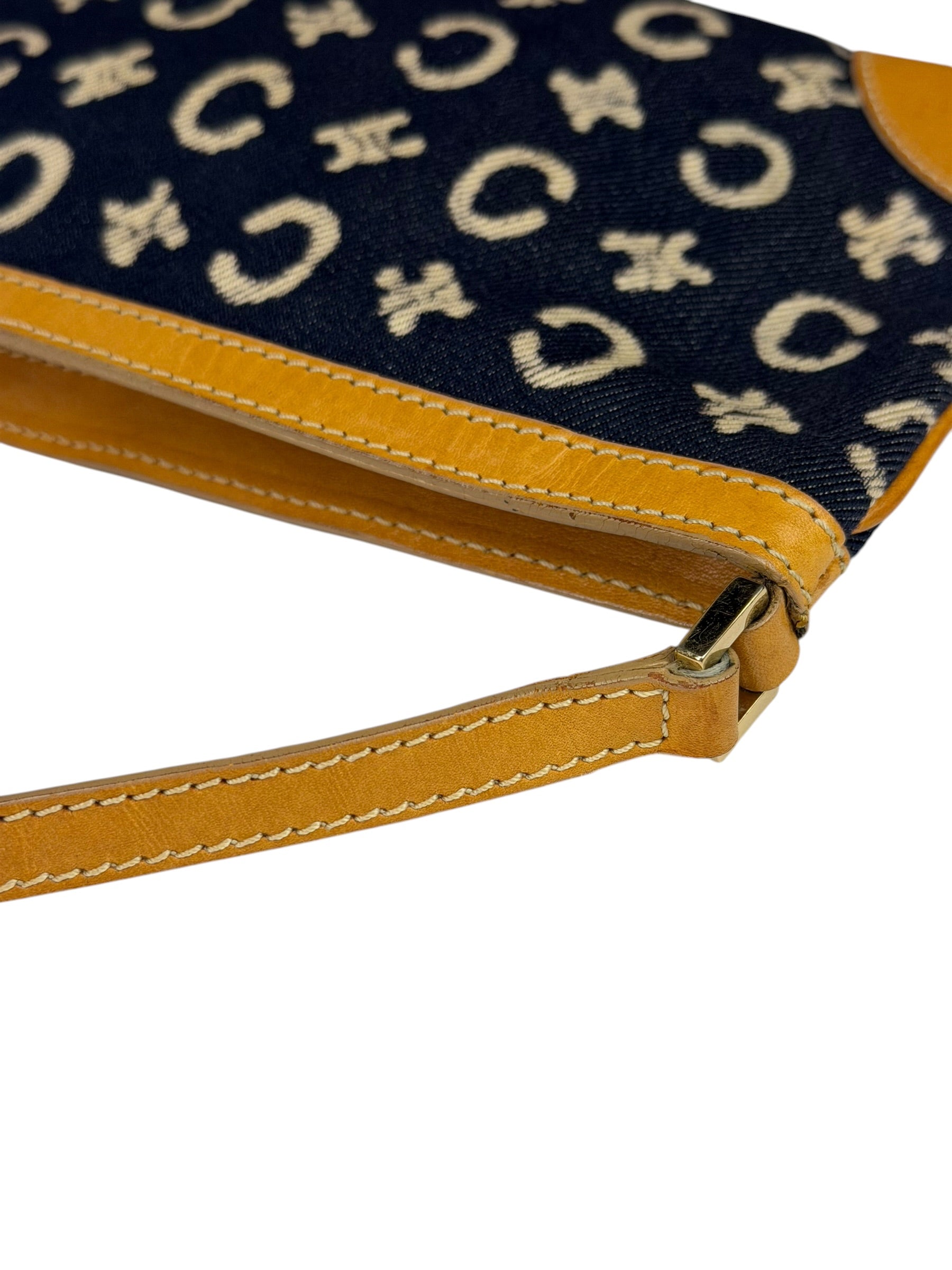 Celine Navy Denim/Leather Trim C Macadam Pochette