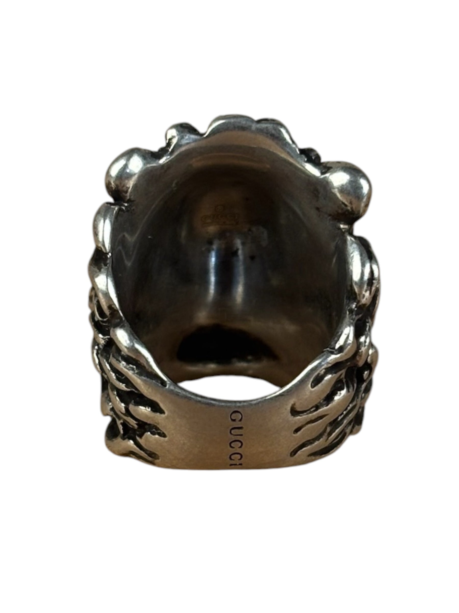 Gucci Silver Cocktail Lion Head Motif Ring