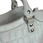 Balenciaga White Crocodile-Embossed Leather Two-Way Bag