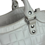 Balenciaga White Crocodile-Embossed Leather Two-Way Bag