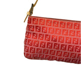 Fendi Pink/Red Zucca Leather Trim Pochette