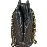 Chanel Vintage Black Quilted Leather Chain Tote/Shoulder Bag 1999