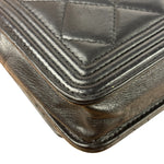 Chanel Black Quilted Lambskin Boy Flap Wallet On Chain 2014