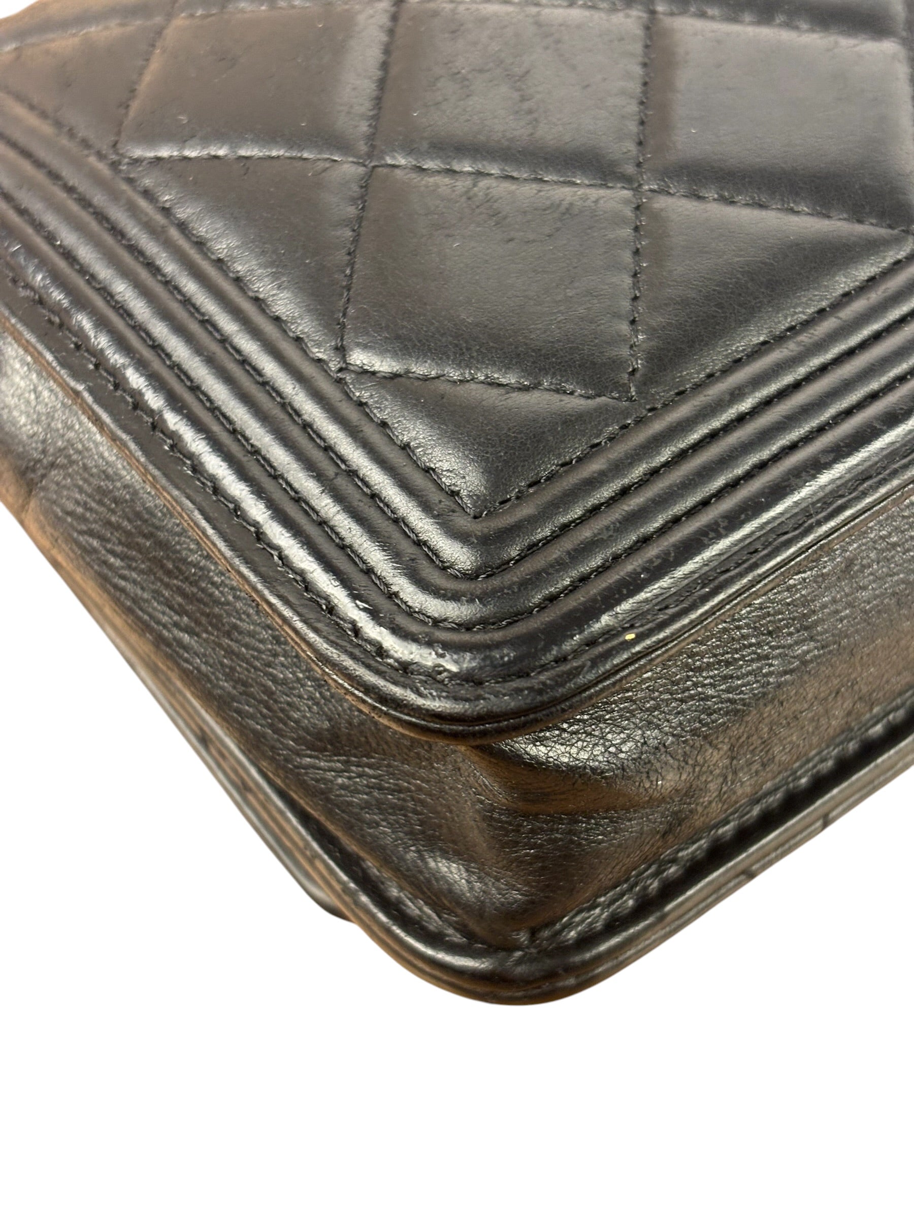 Chanel Black Quilted Lambskin Boy Flap Wallet On Chain 2014