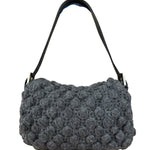 Fendi Grey Wool Crochet FF Baguette Shoulder Bag