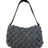 Fendi Grey Wool Crochet FF Baguette Shoulder Bag