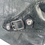 Balenciaga Grey Lambskin Giant Brogues Pompom Two-Way Bag