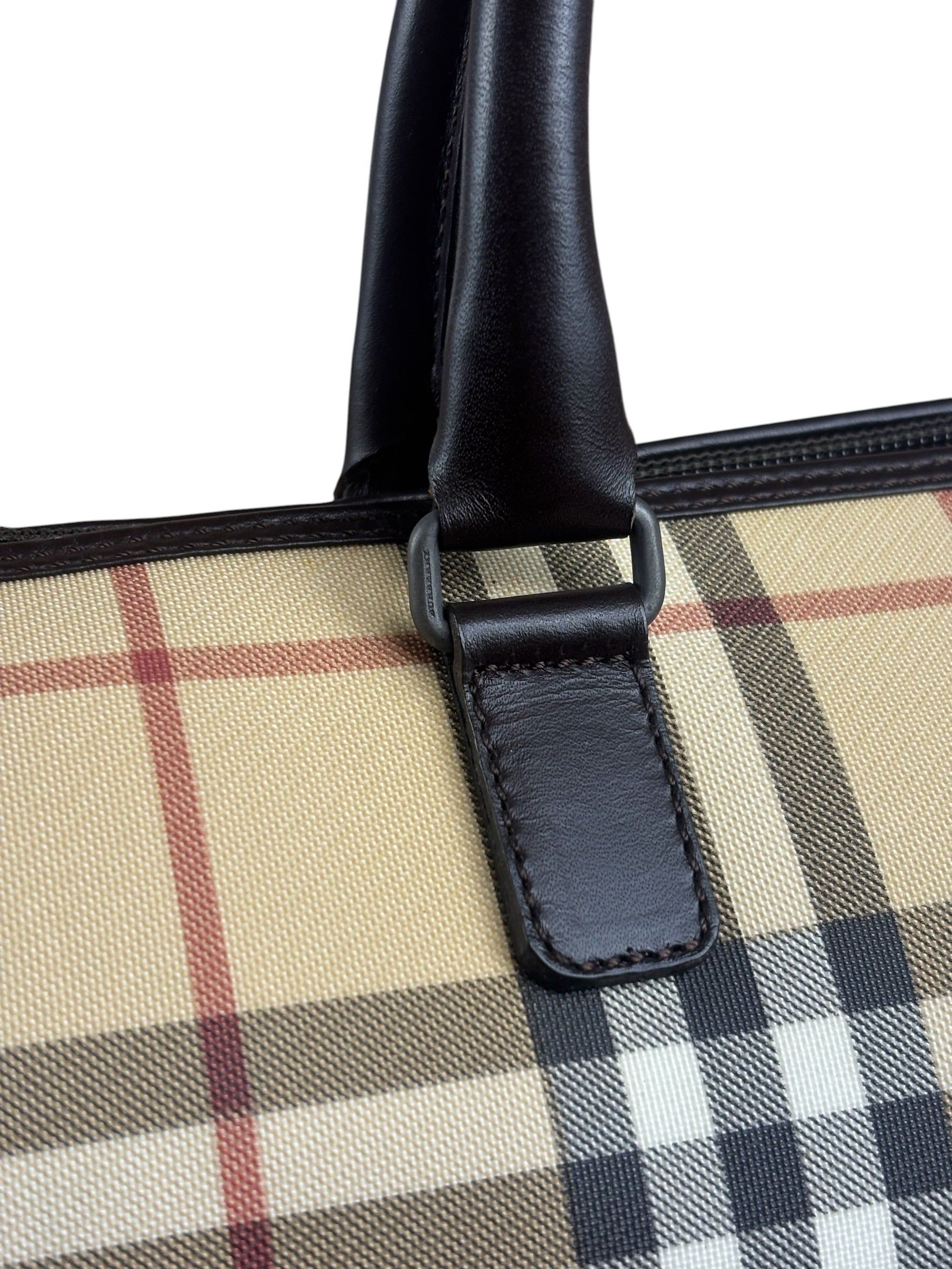 Burberry Leather Trim House Check Small Speedy Handbag