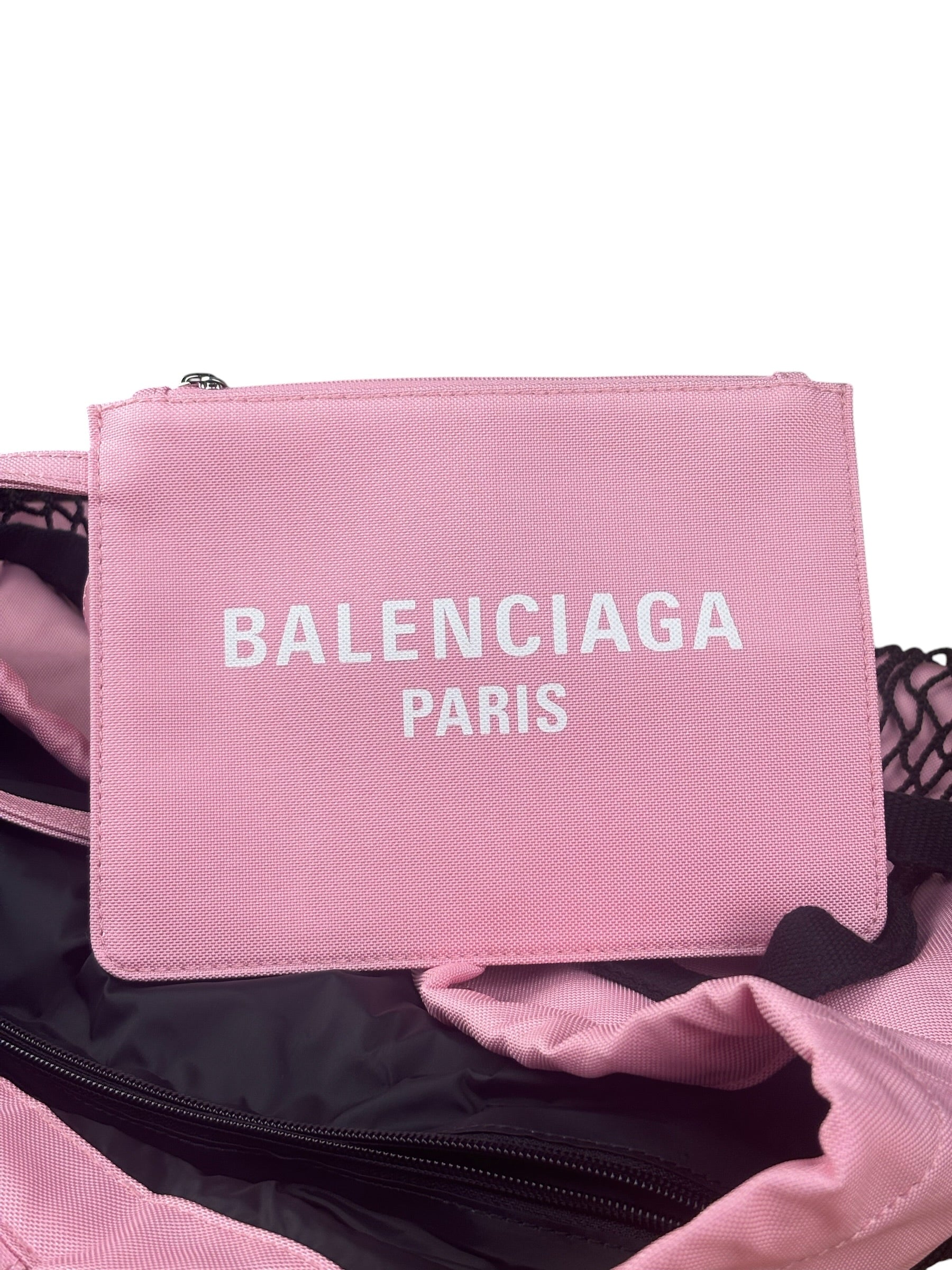 Balenciaga Pink/Black 24/7 Layered Mesh Tote Bag