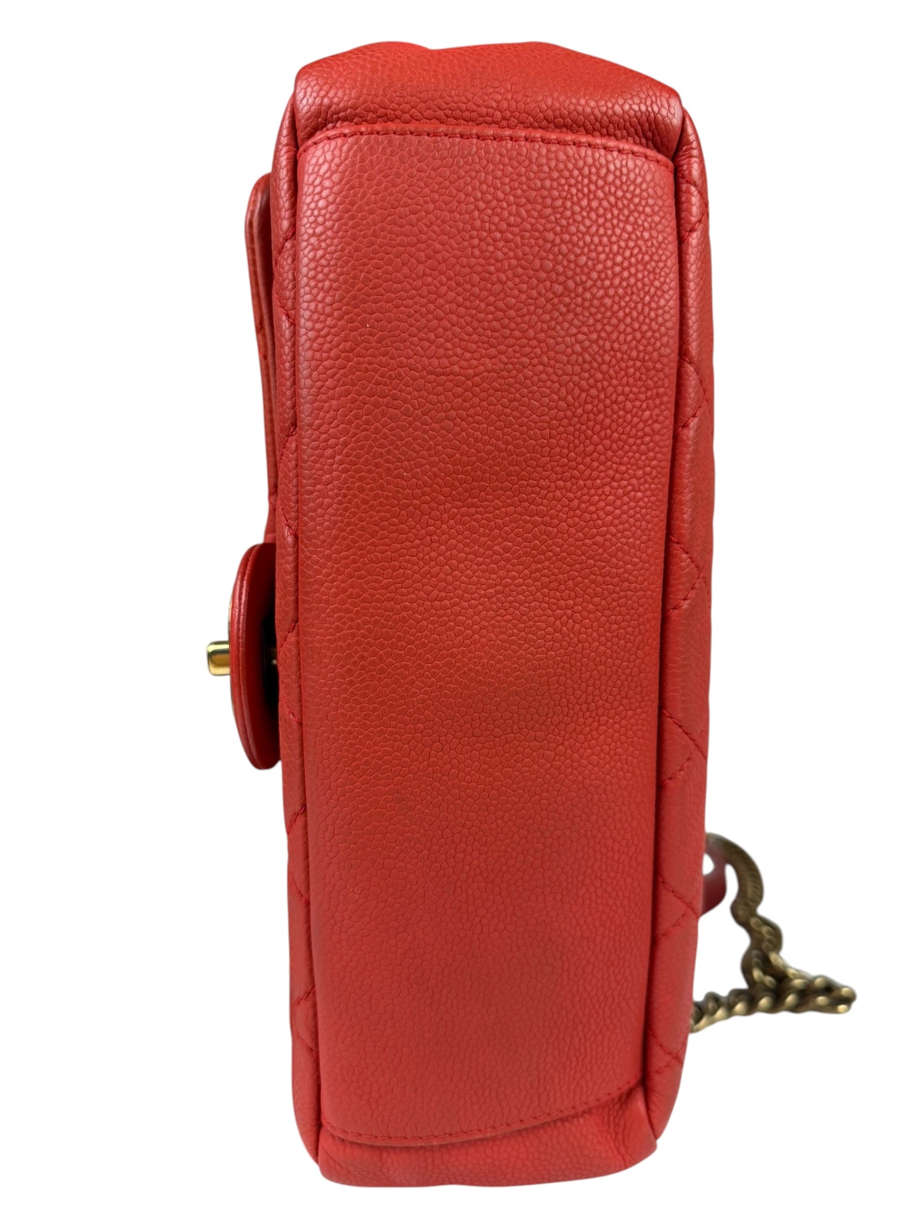 Chanel Red Quilted Caviar Leather Timeless Shoulder Bag 2012