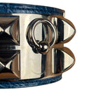 Hermes Blue Alligator Collier De Chien Bracelet