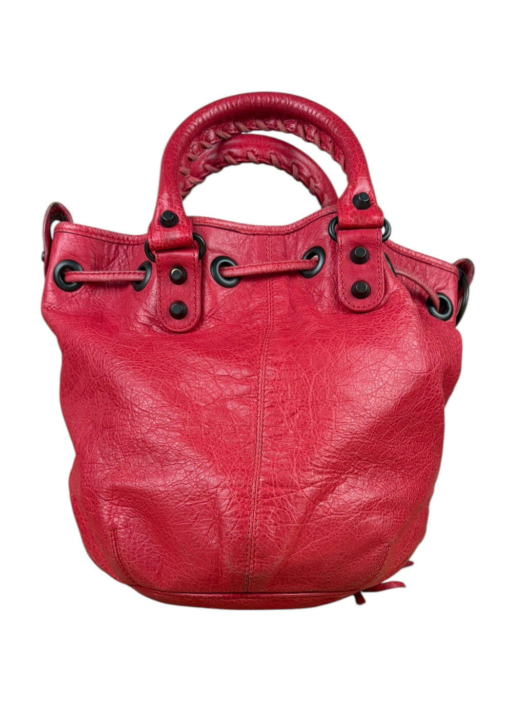 Balenciaga Fuchsia Pink Pompon Bucket Two-Way Bag