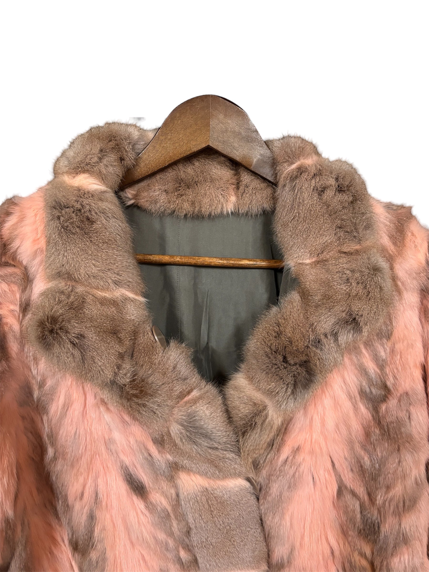 Vintage Pink/Brown Rabbit Fur Coat