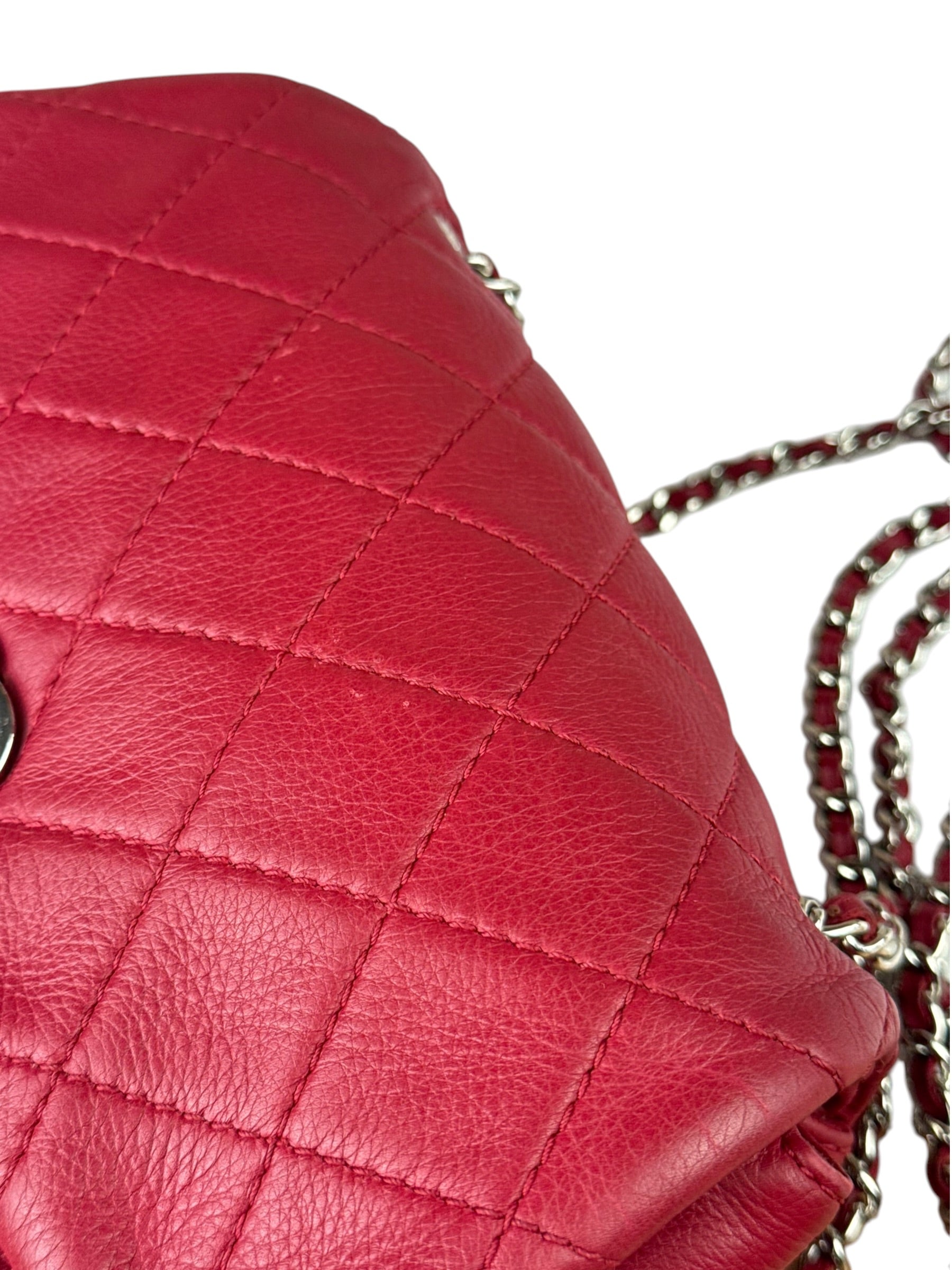 Chanel Red Quilted Leather CC Curvy Flap Bag 2015