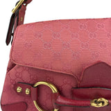 Gucci GG Vintage Pink Canvas Horsebit Shoulder Bag