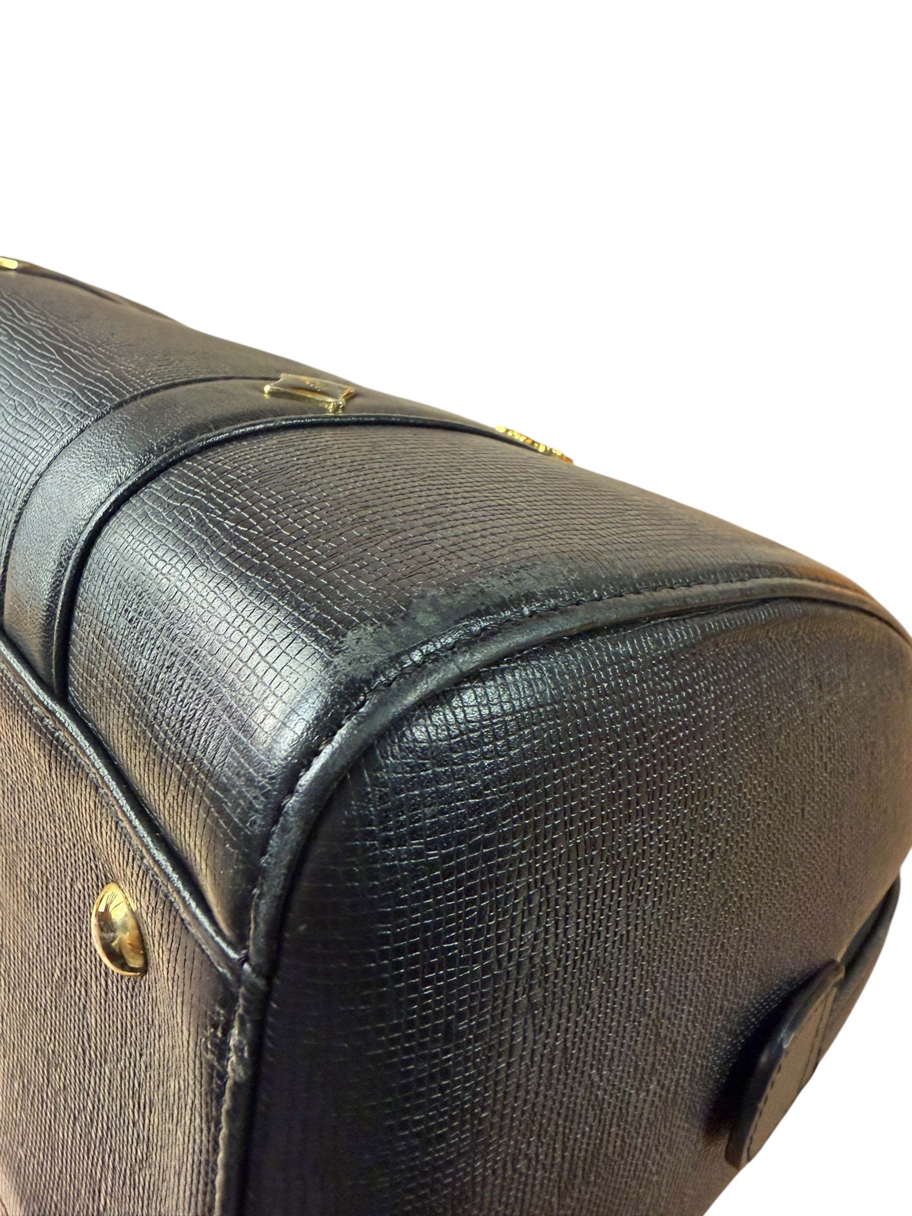MCM Vintage Black Leather Boston Handbag