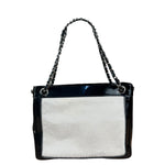 Chanel Vintage Black Patent Pony Hair Chain Pocket Tote 2005