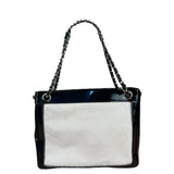 Chanel Vintage Black Patent Pony Hair Chain Pocket Tote 2005