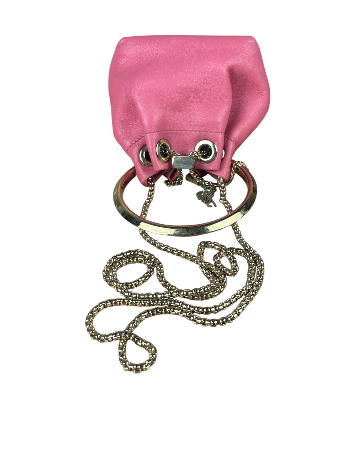 Jimmy Choo Pink Leather Micro Bob Bon Two-Way Bag