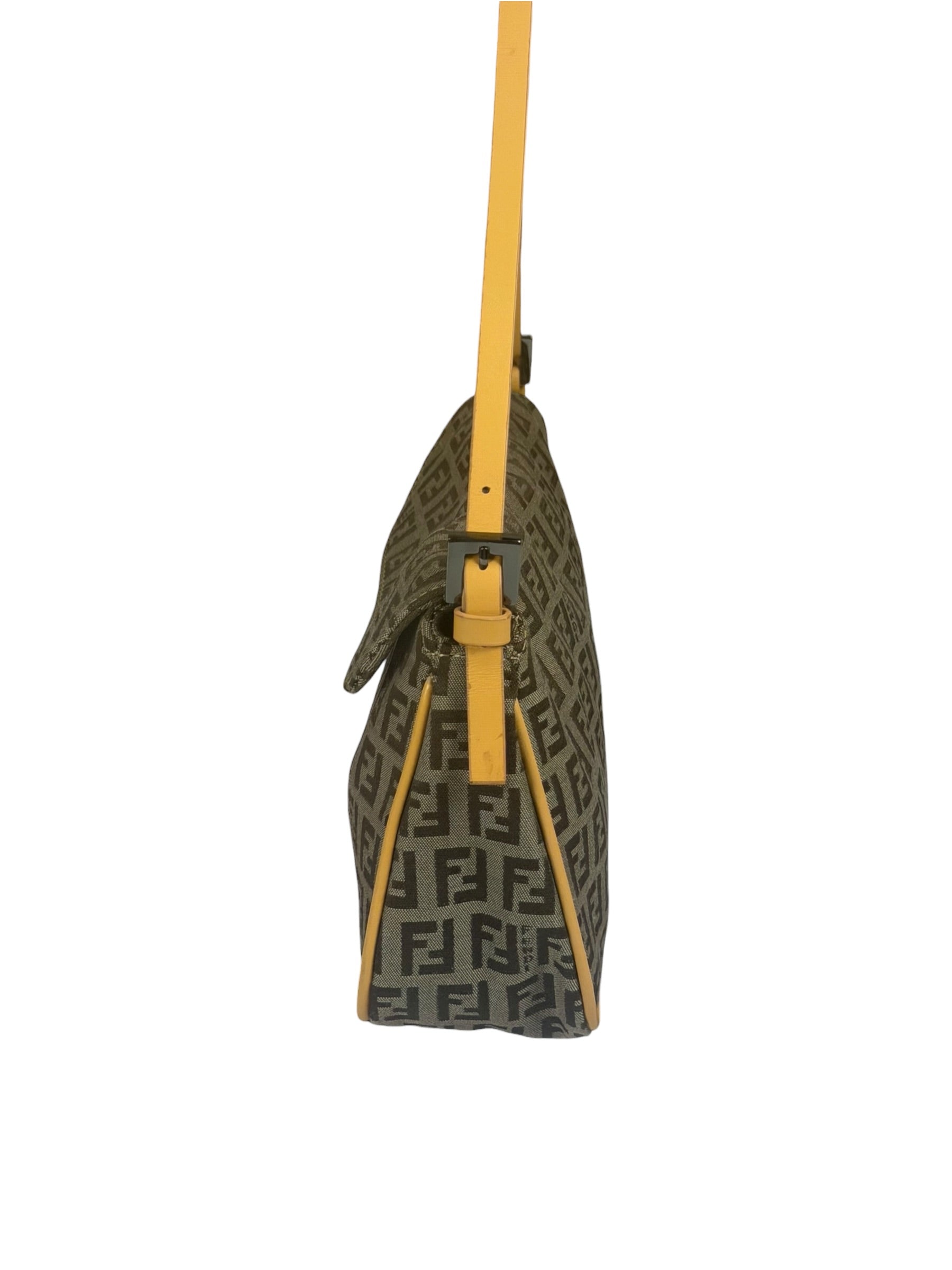 Fendi Beige Leather Trim Zucca Pochette
