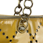 Chanel Vintage Yellow Patent Leather Perforated Tote Bag 1987
