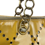 Chanel Vintage Yellow Patent Leather Perforated Tote Bag 1987