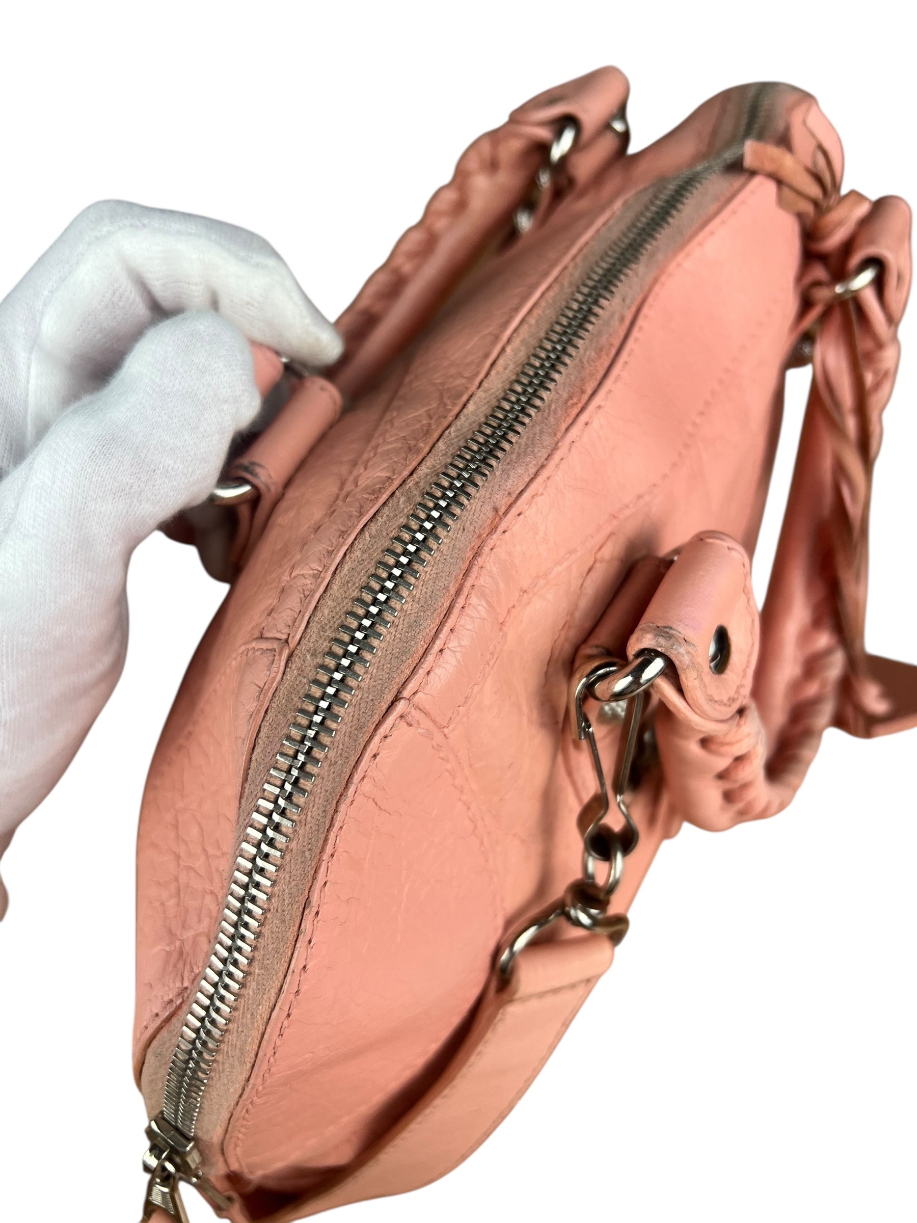 Balenciaga Pink Moto Leather Dome 2Way City Bag