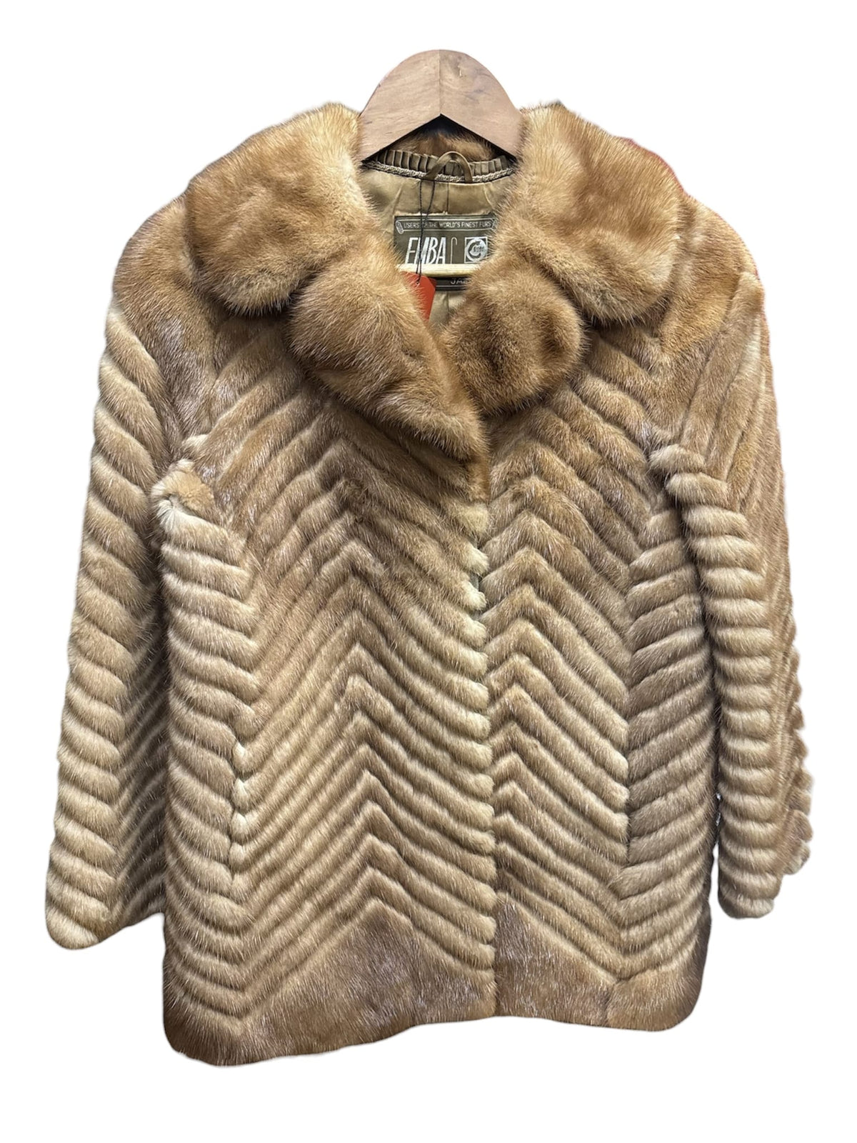 Vintage Emba Light Brown Chevron Mink Fur Coat