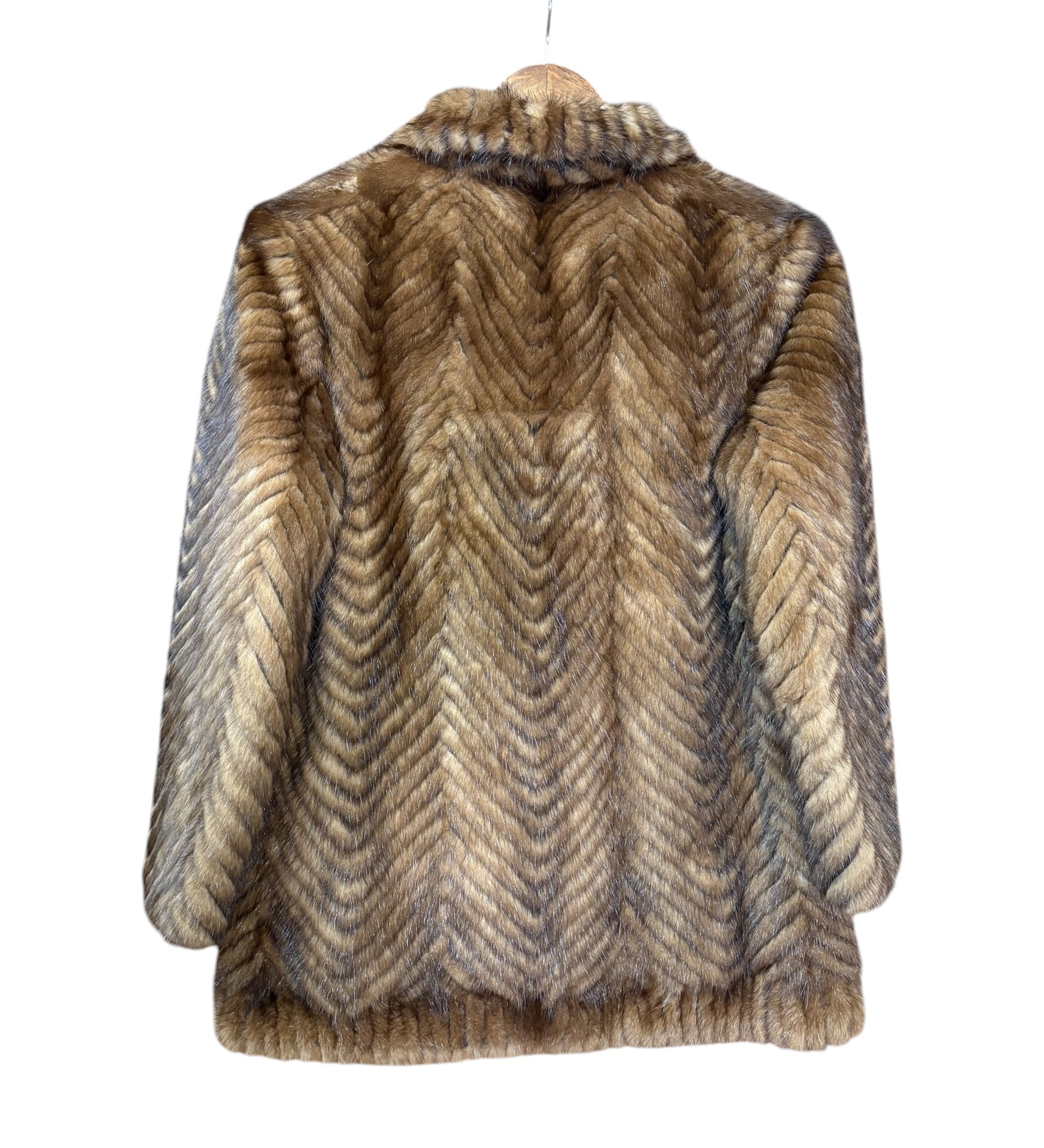 Vintage Brown Chevron Mink Fur Coat