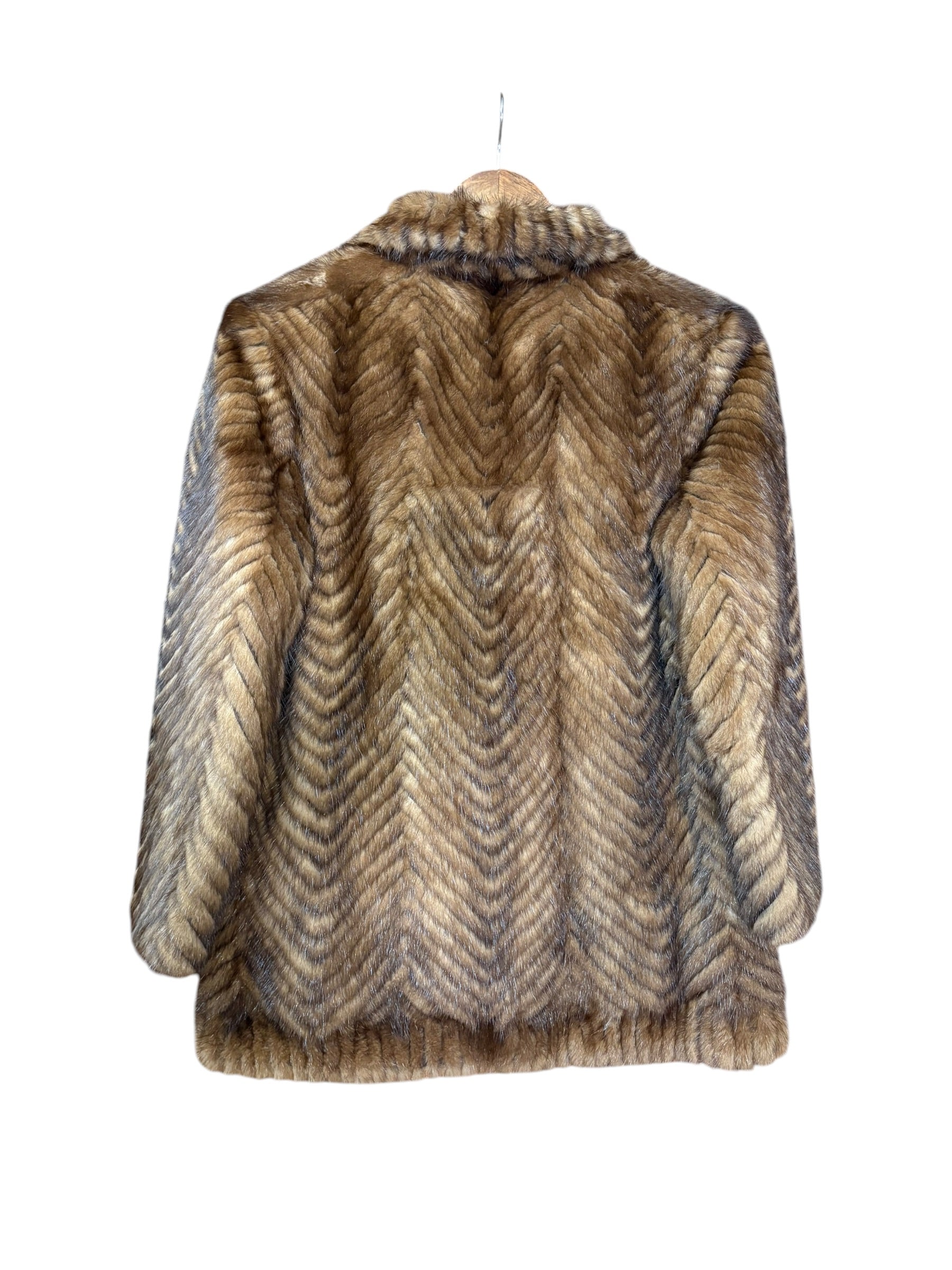 Vintage Brown Chevron Mink Fur Coat