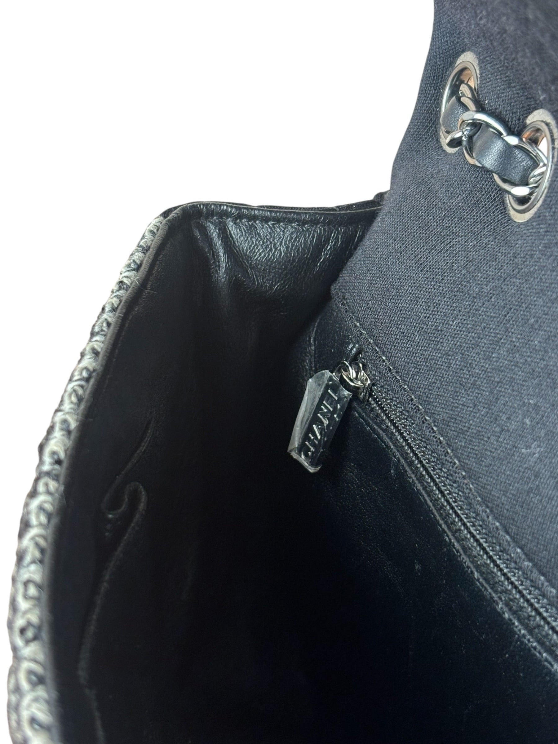 Chanel Black CC Quilted Jersey and Tweed Chain Flap Bag 2014