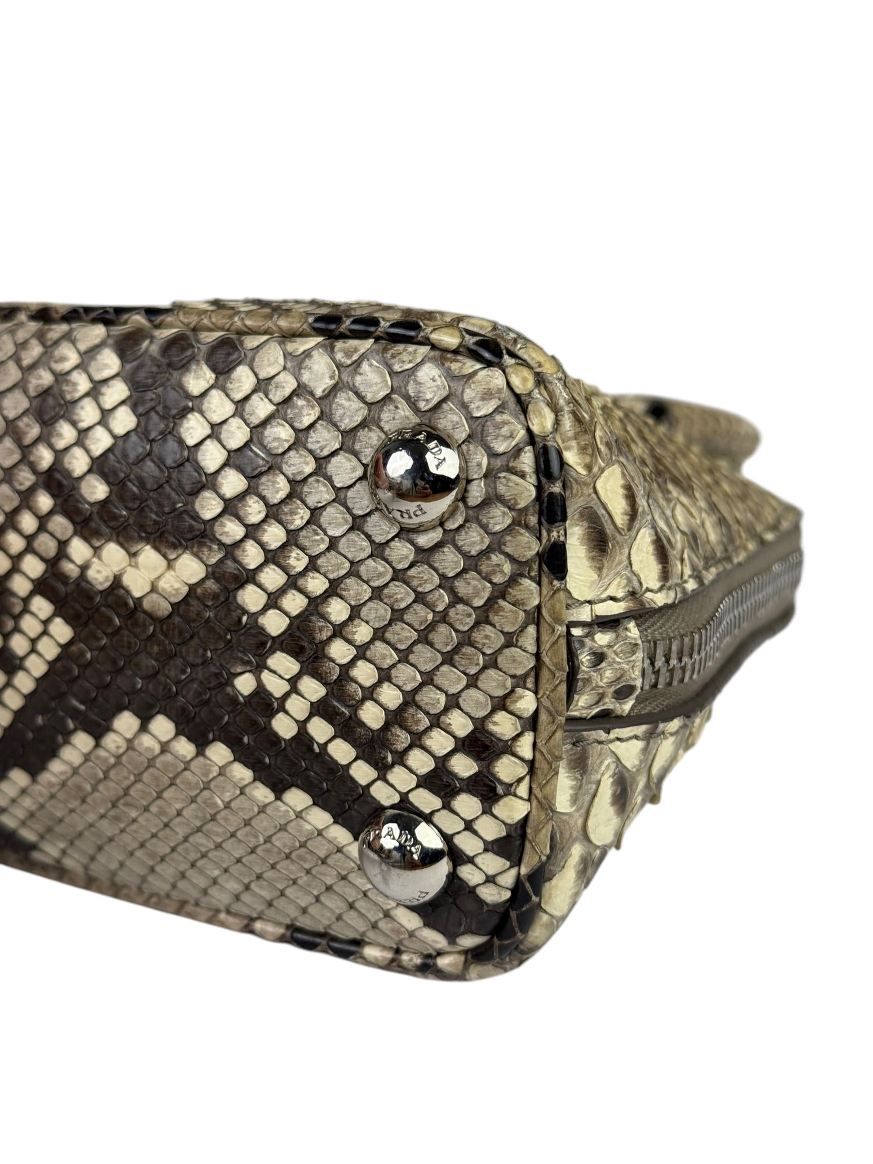 Prada Beige Python Mini Dome Two-Way Bag