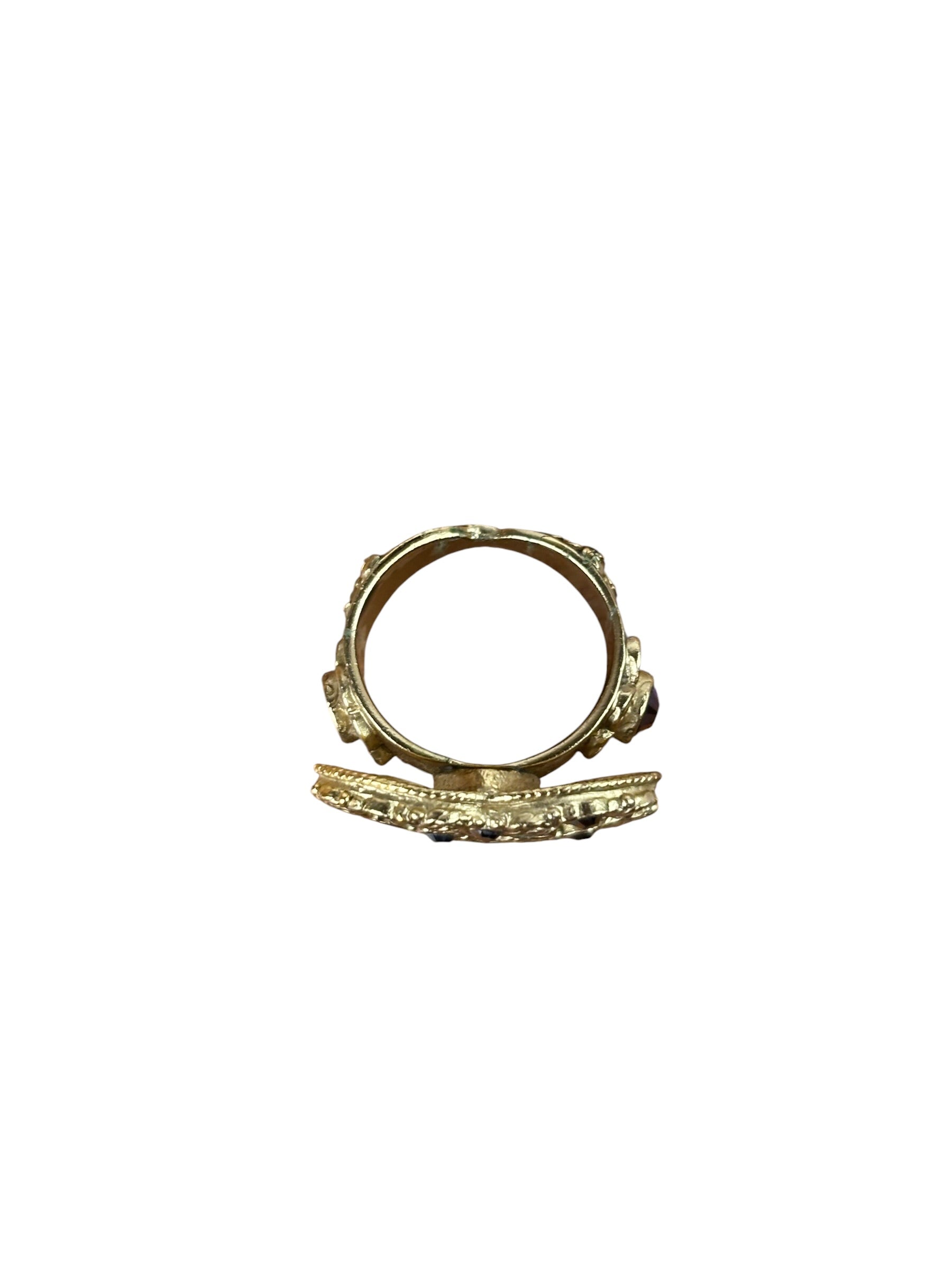 Chanel Gold-Plated Flower-Motif Cocktail Ring