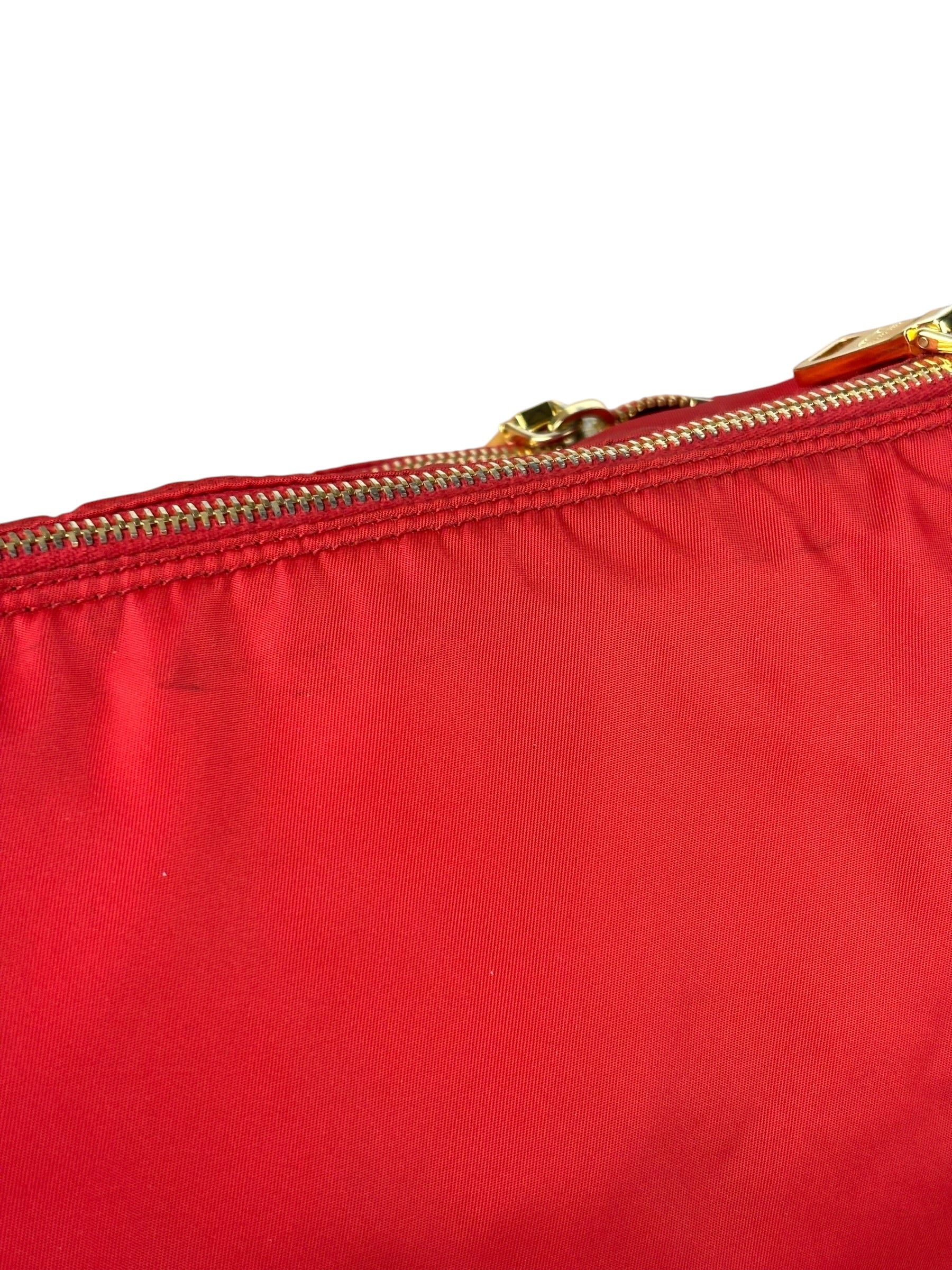 Prada Rosso Red Tessuto Nylon/Saffiano Leather Trim Shoulder Bag
