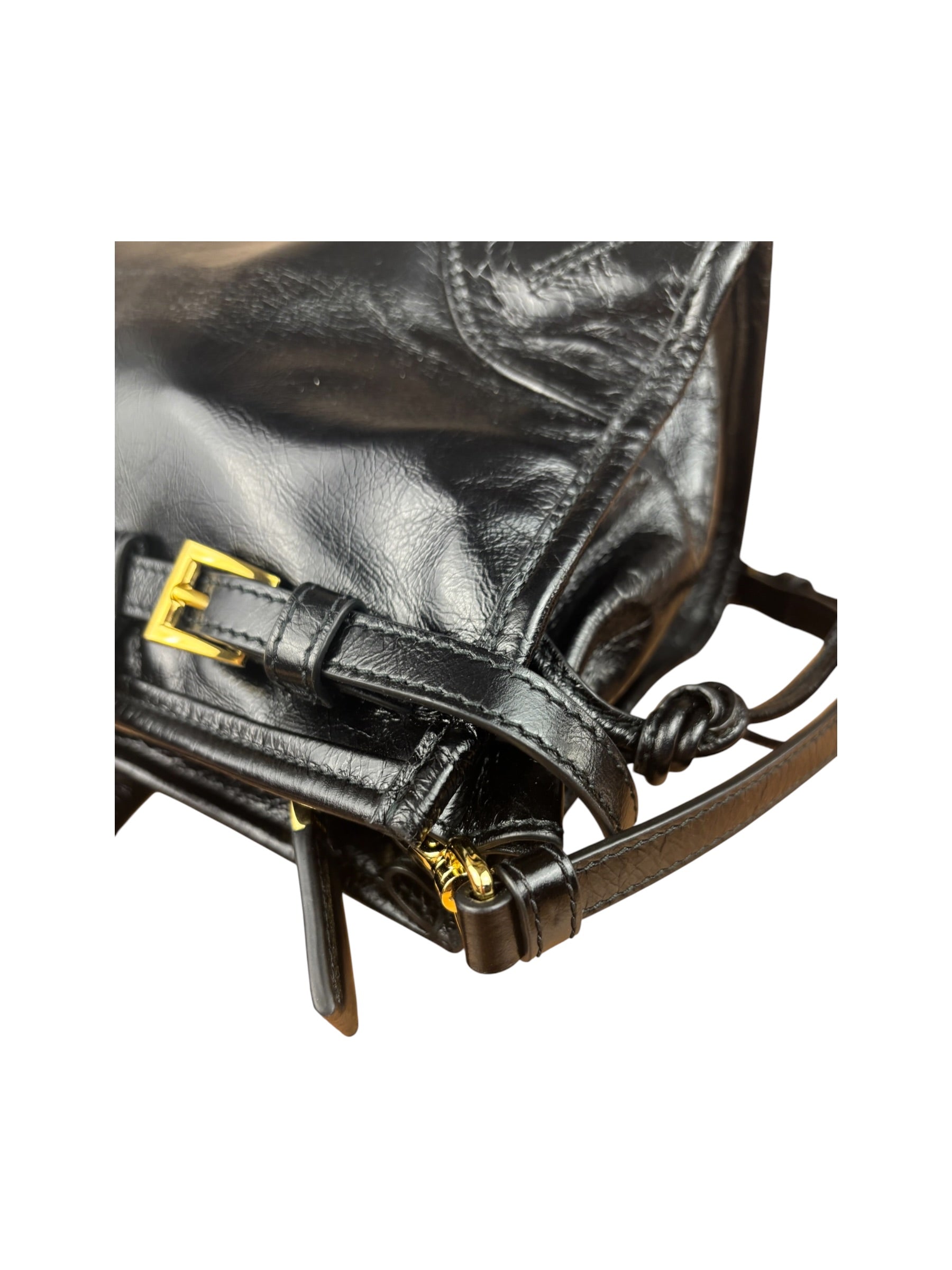 Prada Black Patent Leather Bonnie Medium Two-Way Bag