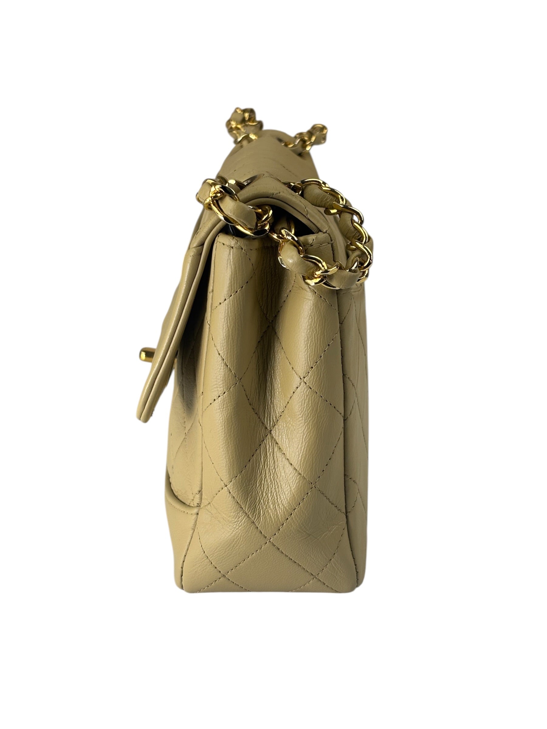 Chanel Vintage Beige Quilted Leather Diana Flap Bag 1989
