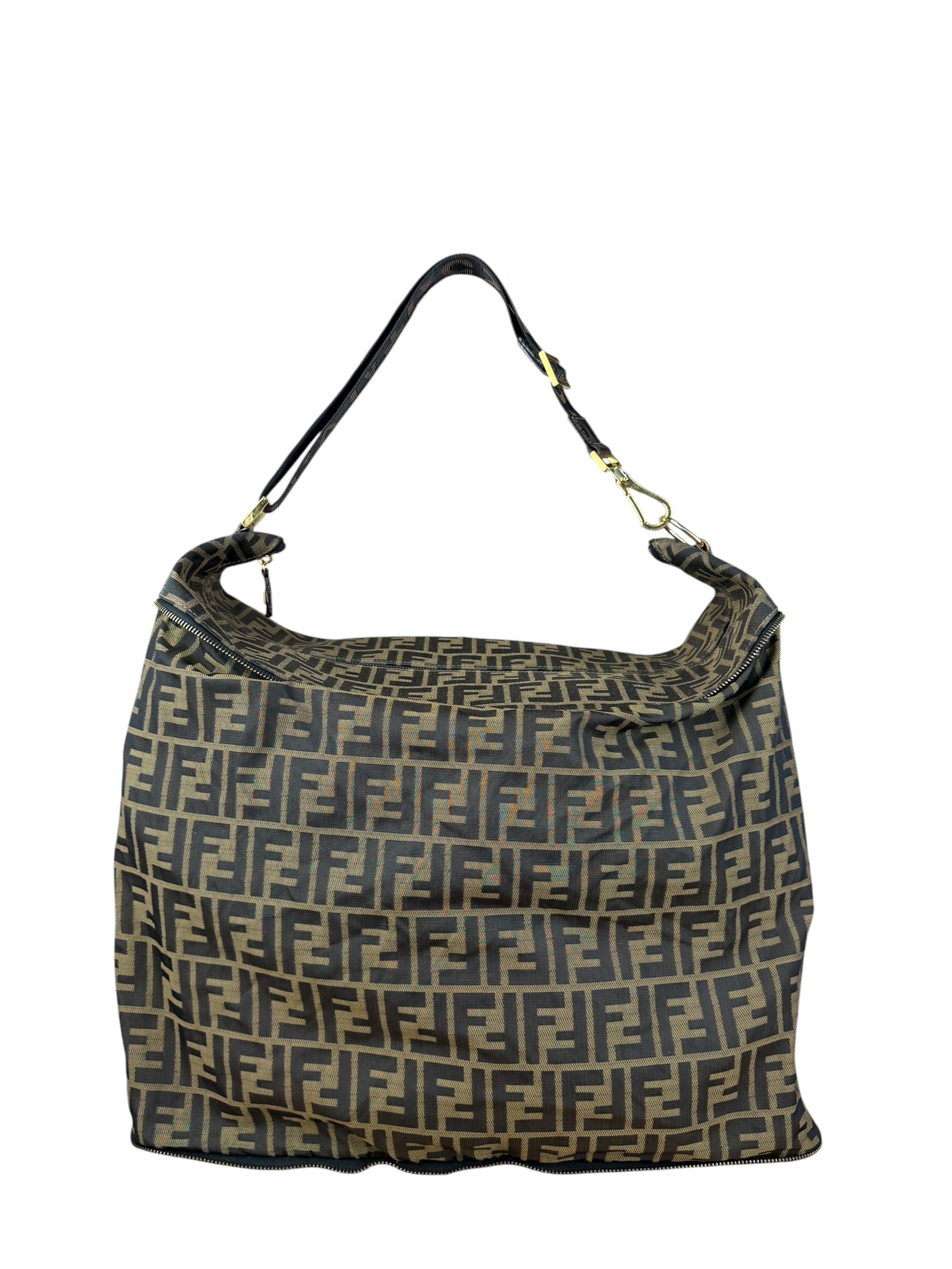 Fendi Vintage Zucca Canvas Collapsible Shoulder Bag