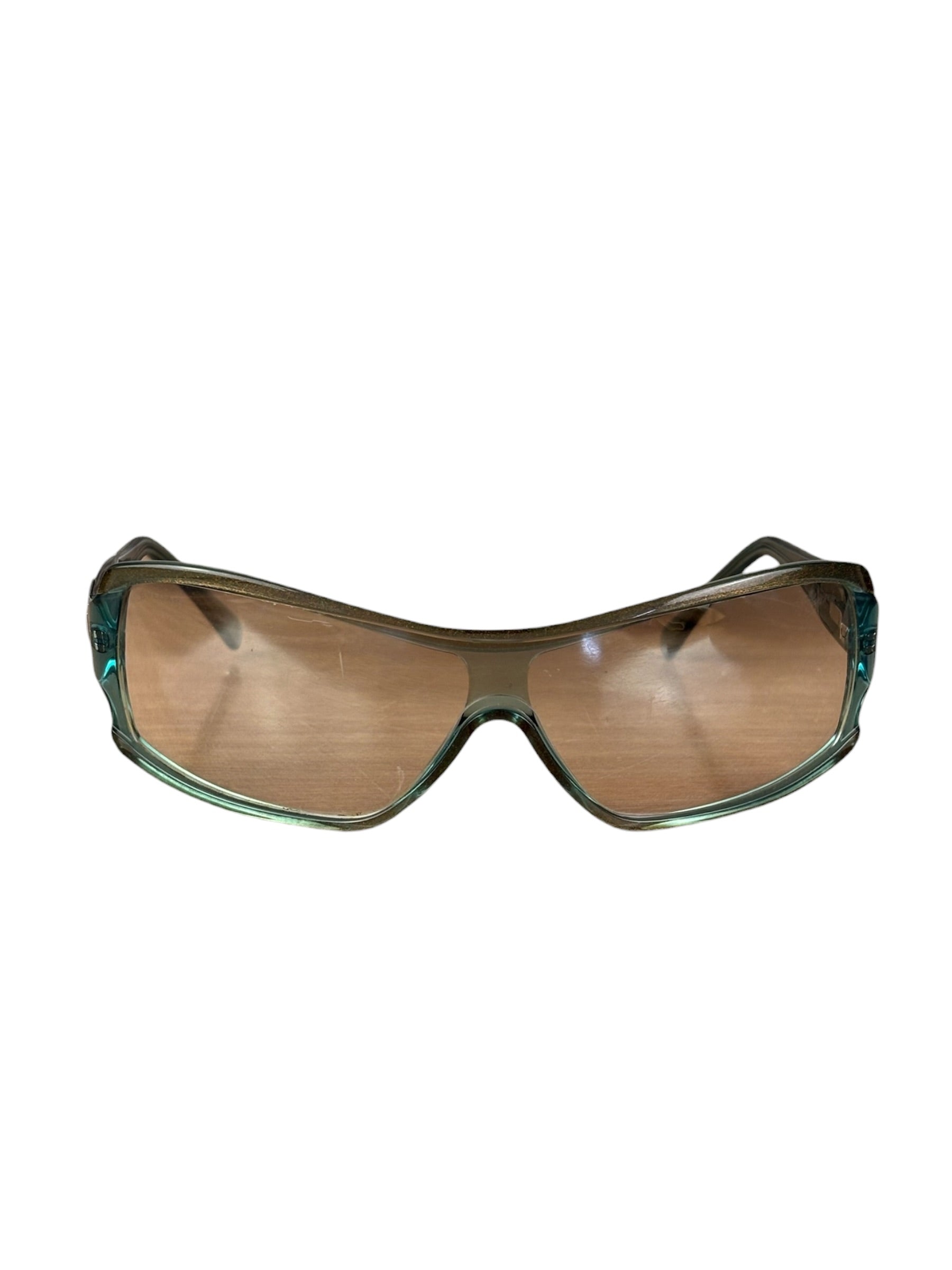 Bvlgari Striking Teal Geometric Temple Sunglasses
