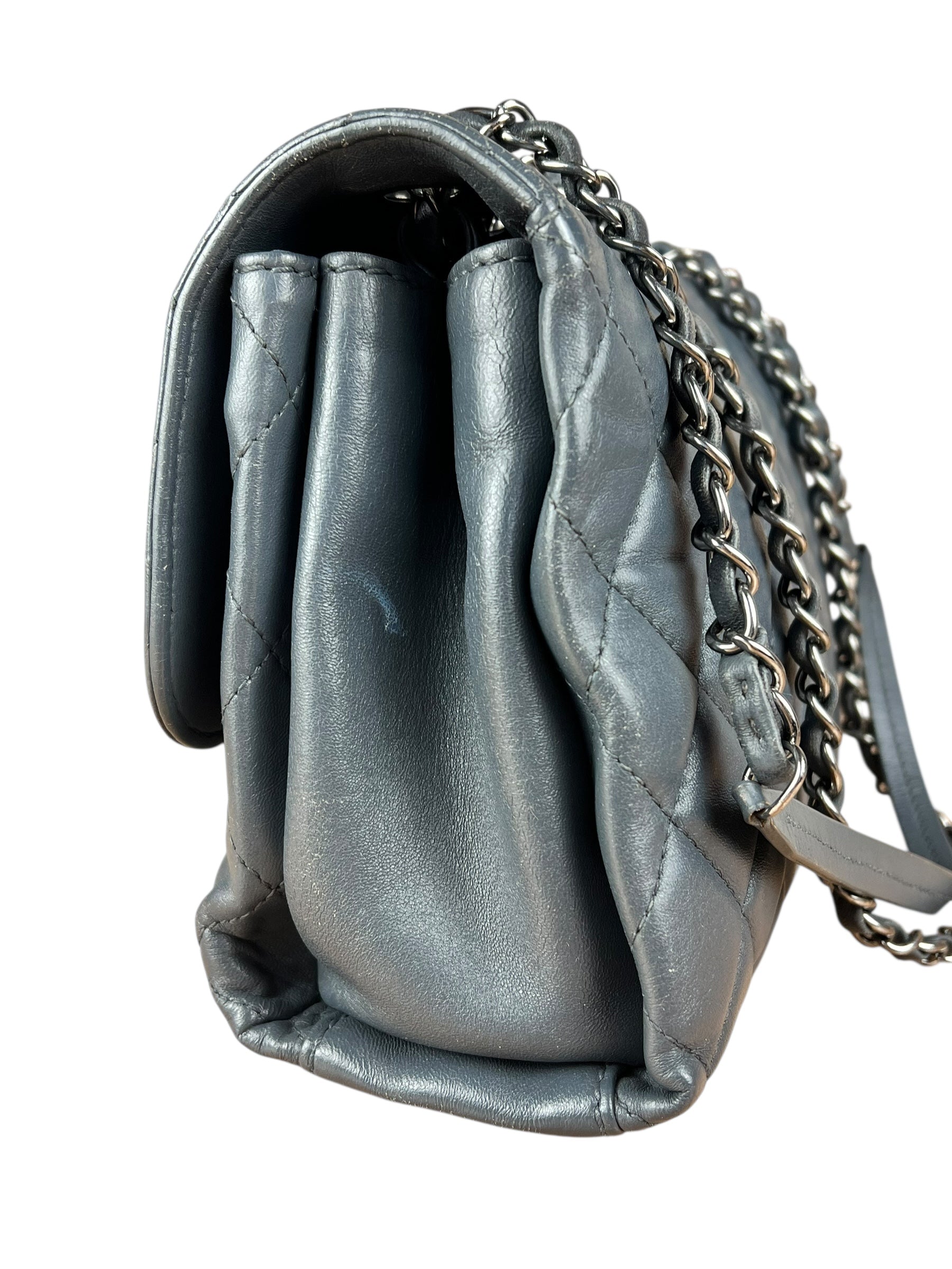 Chanel Dark Grey Quilted Leather Loop Flap Bag 2014