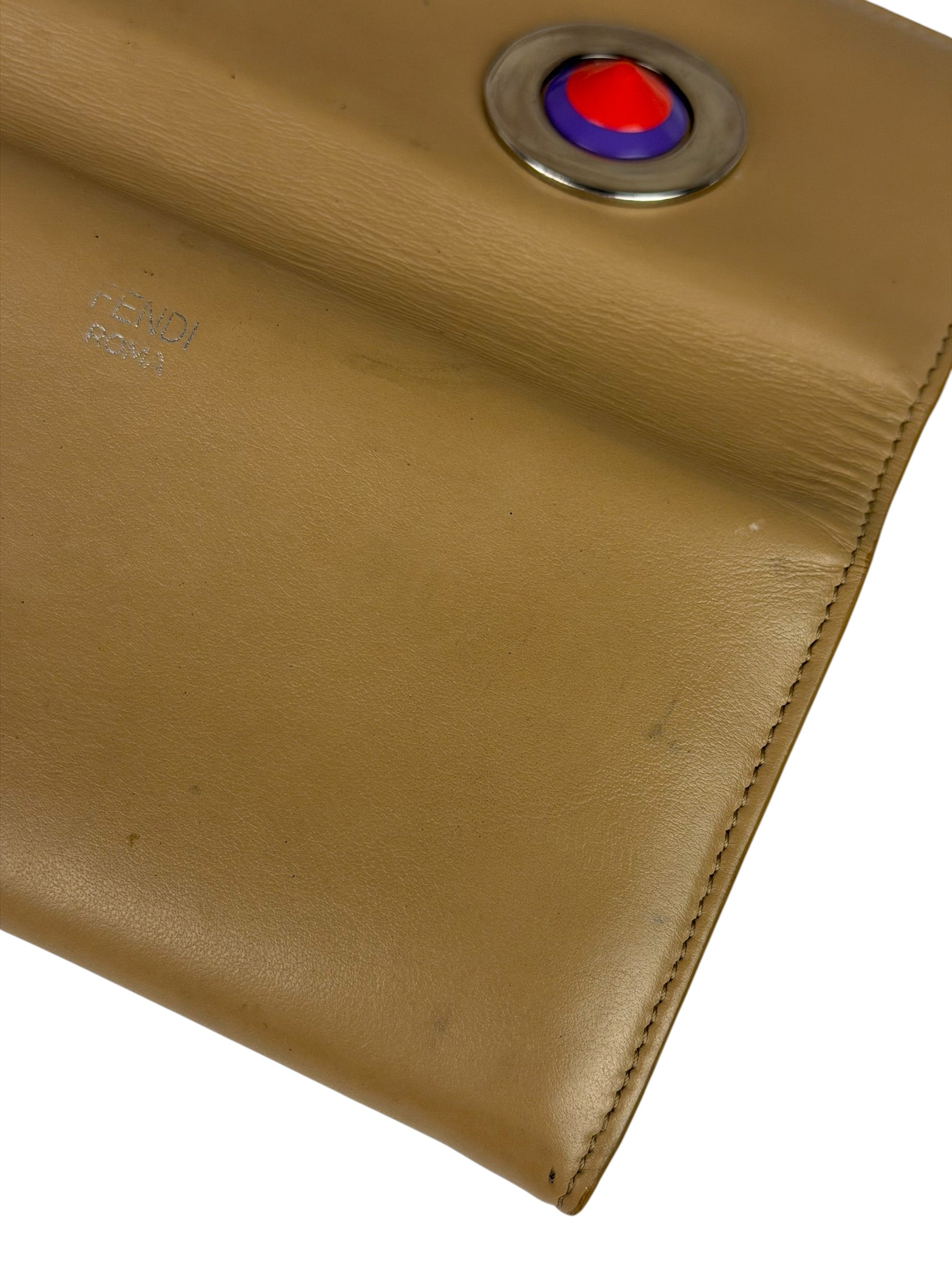 Fendi Beige Monster Face Leather Long Wallet