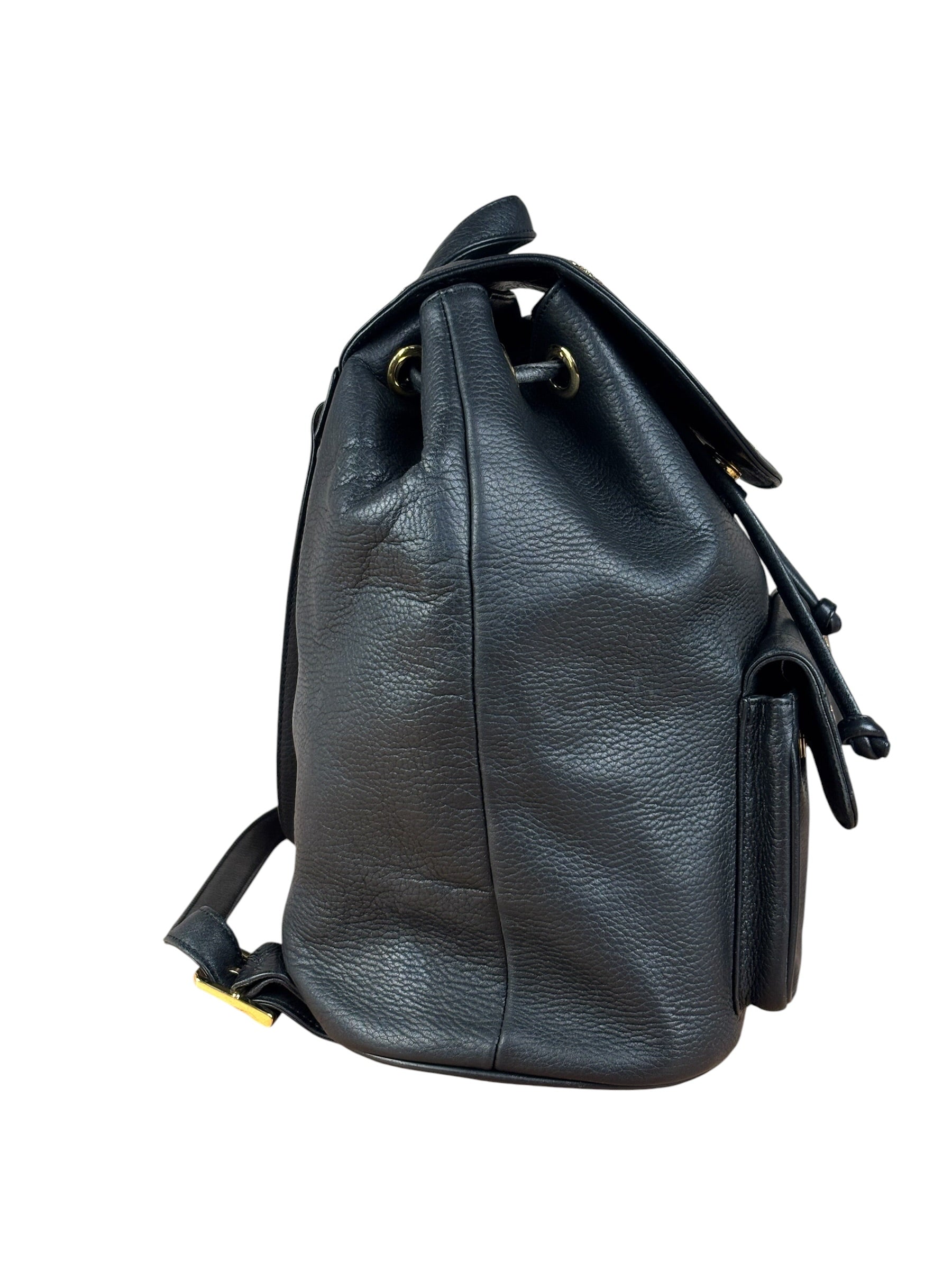 MCM Vintage Black Leather Studded Drawing Backpack