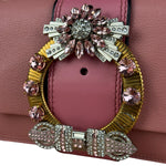 Miu Miu Pink Leather Madras Crystal Embellished Shoulder Bag