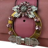 Miu Miu Pink Leather Madras Crystal Embellished Shoulder Bag