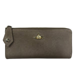 Vivienne Westwood Brown Leather Orb Zip Long Wallet
